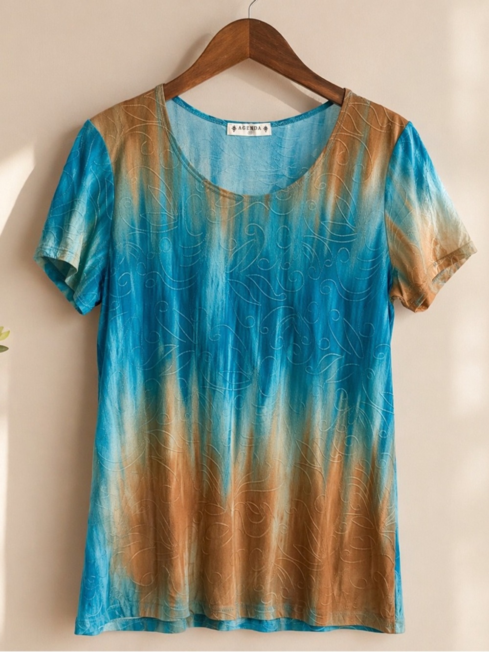 Agenda Blue and Brown Ombre Short Sleeve Tee-XL